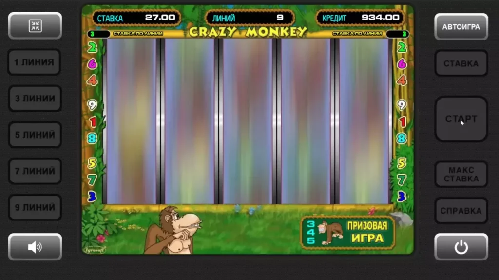 Геймплей автомата Crazy Monkey